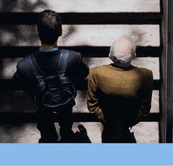 Elderly walking on stairs